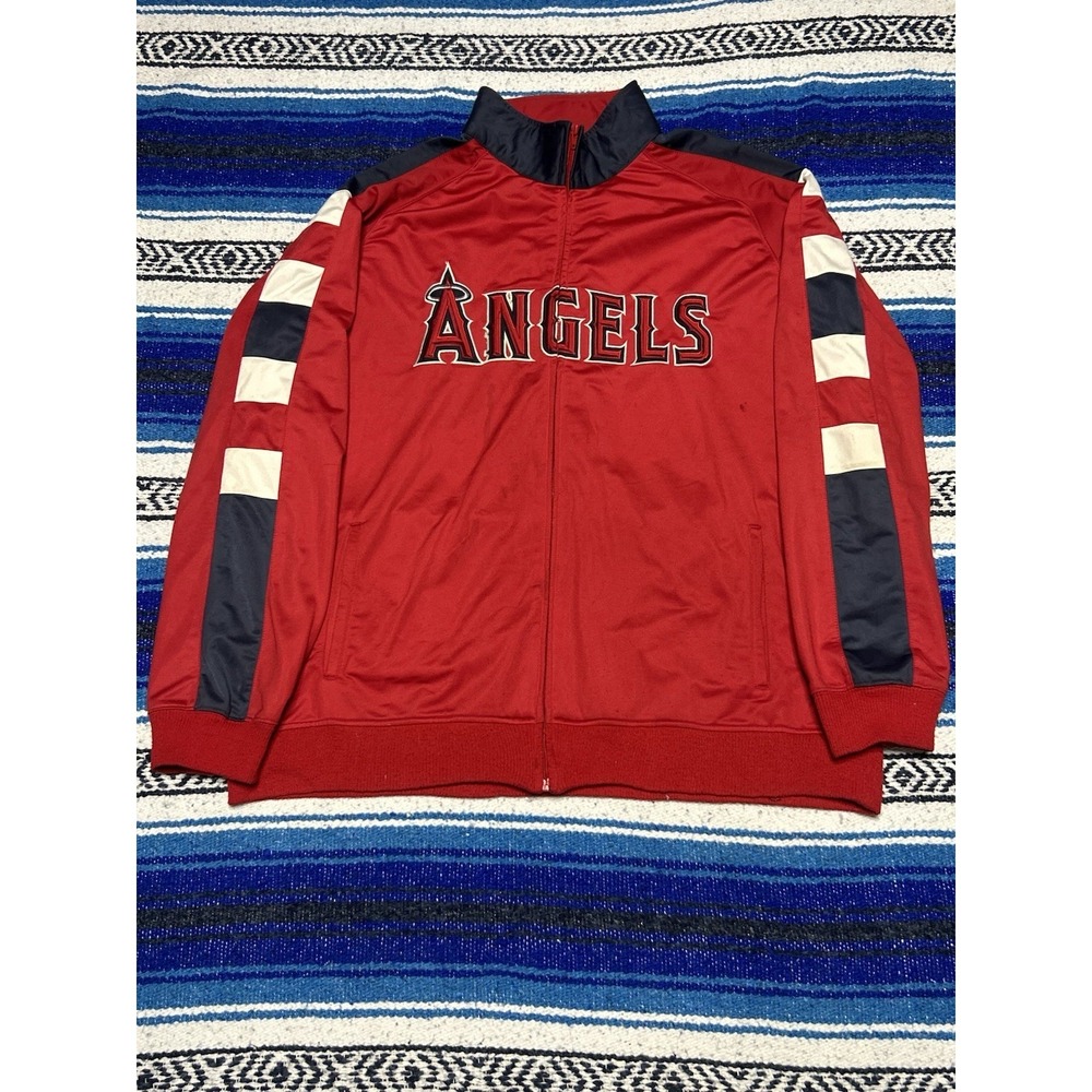 MLB Anaheim Angels Vintage Stitches Track Jacket Size 2XL Full Zip Baseball